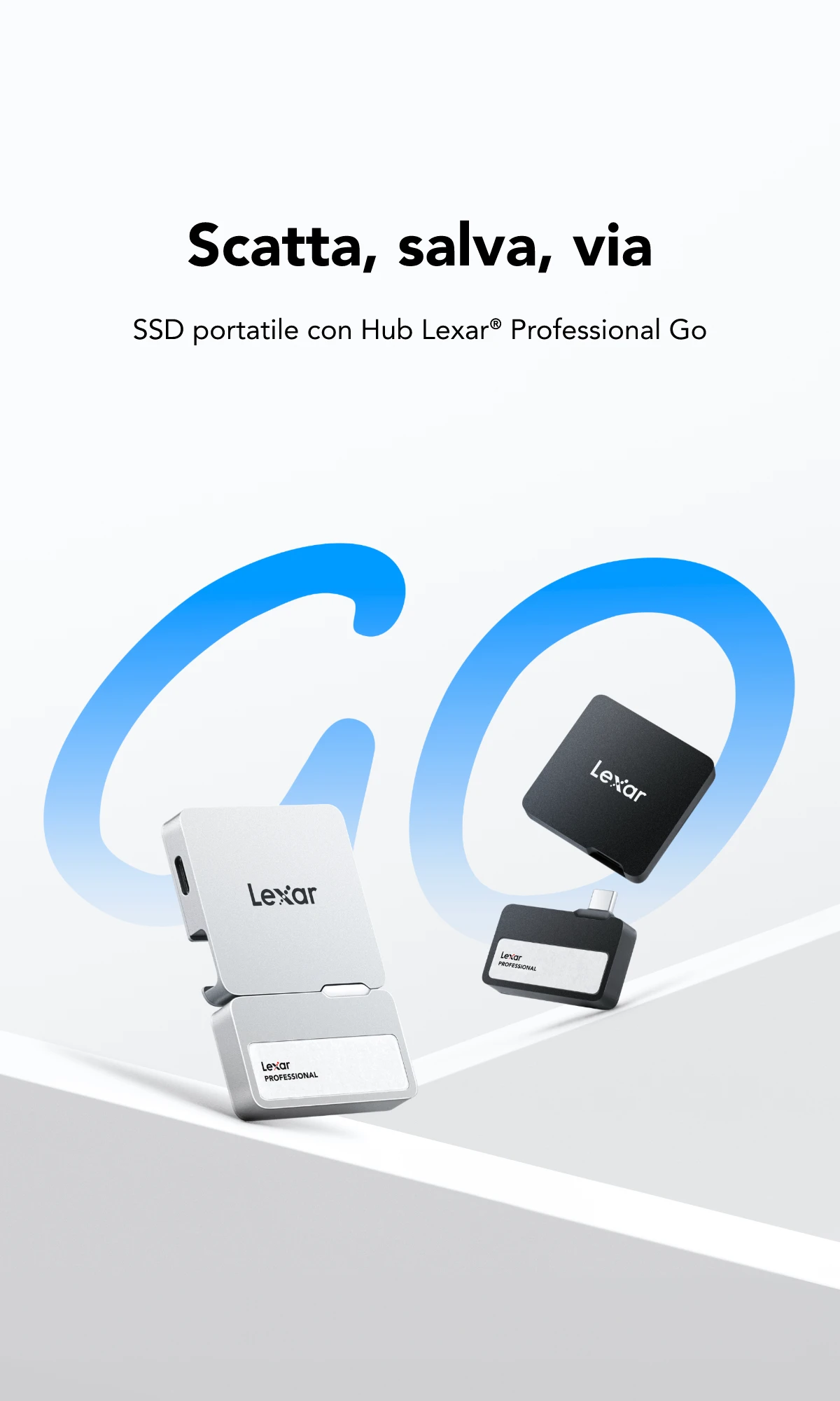 外付けハードディスク・ドライブ Lexar Professional GO SSD 1TB with Hub Lexar® Professional Go Portable SSD with Hub | Lexar