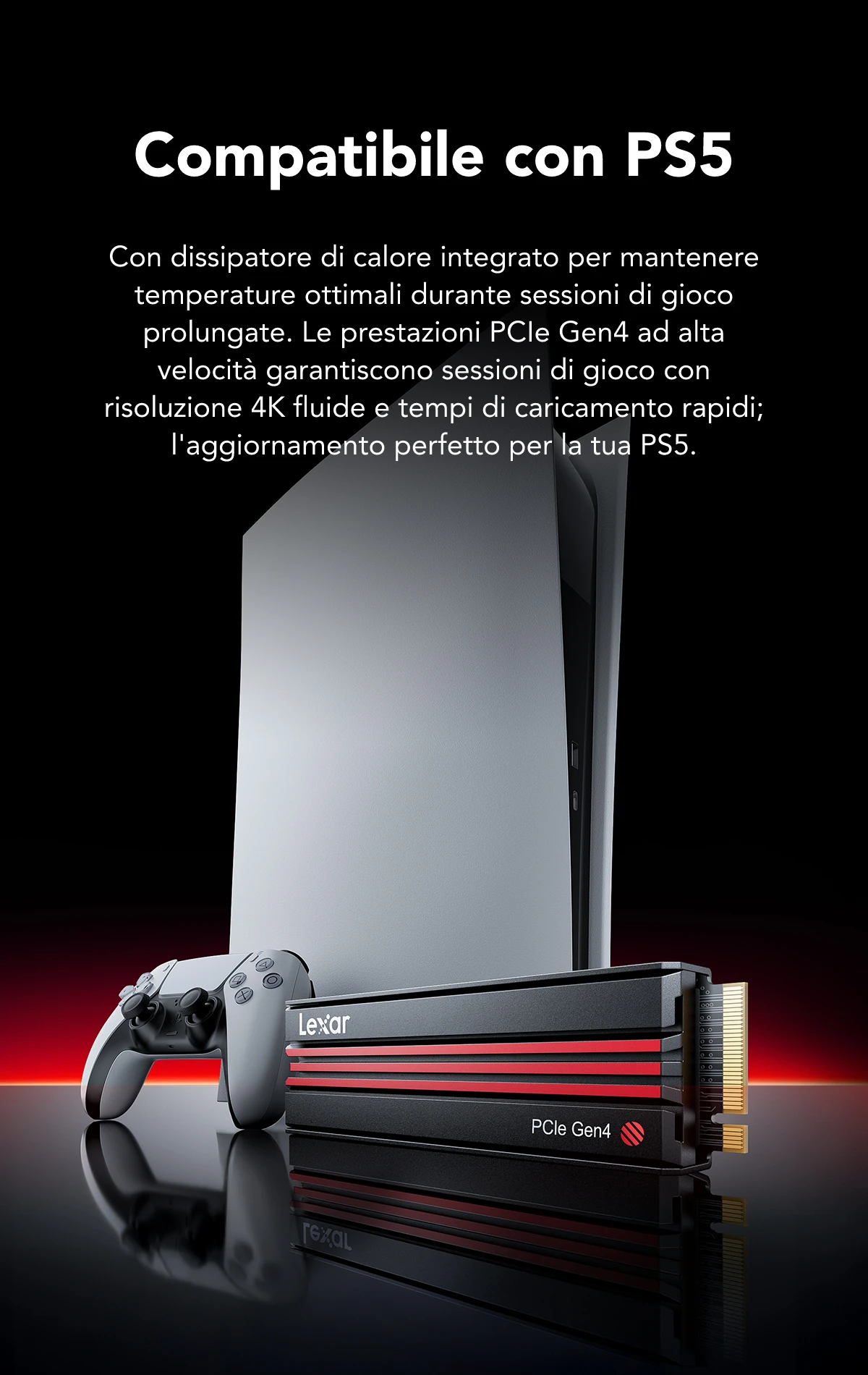 Archiviazione Veloce Giochi Lexar EQ790 SSD Interno 2TB M.2 NVMe Gen4 - Velocità 7000 MB/s, Per PC E PS5 Ssd Nvme Lexar - 2