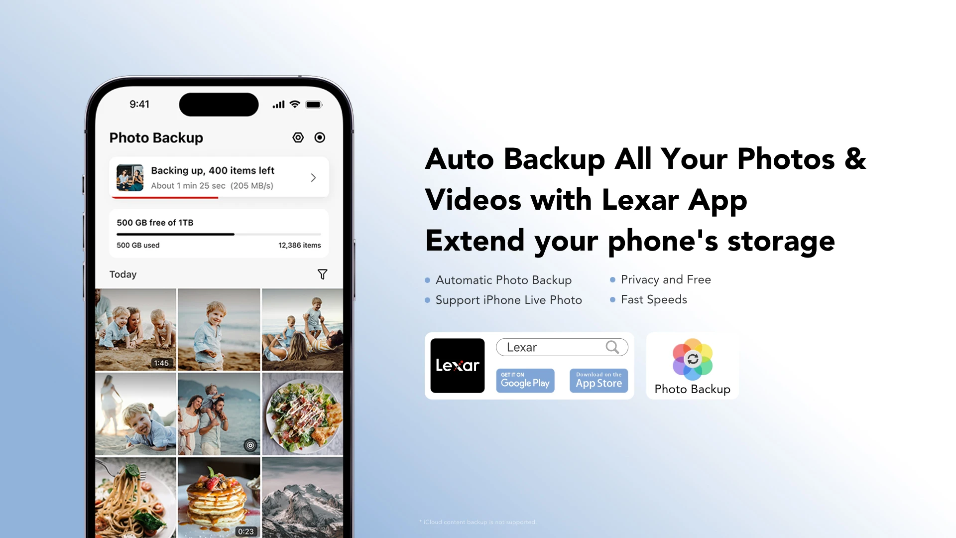 Auto backup with Lexar app