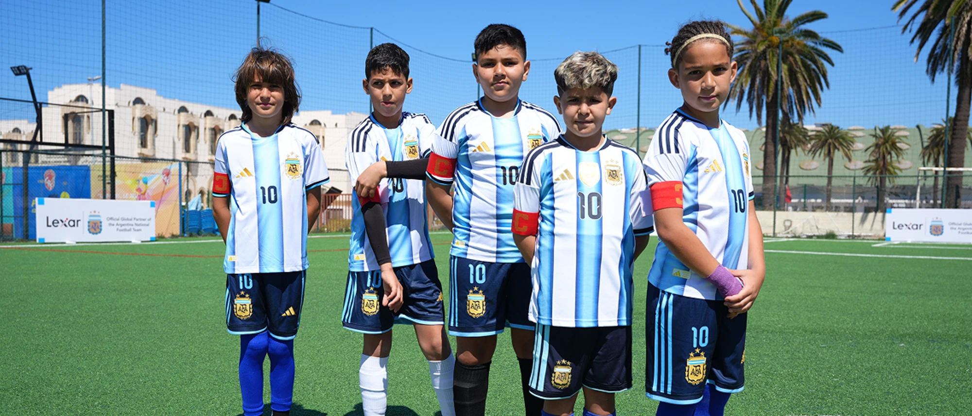 Ziyade and his teammates gather before training.