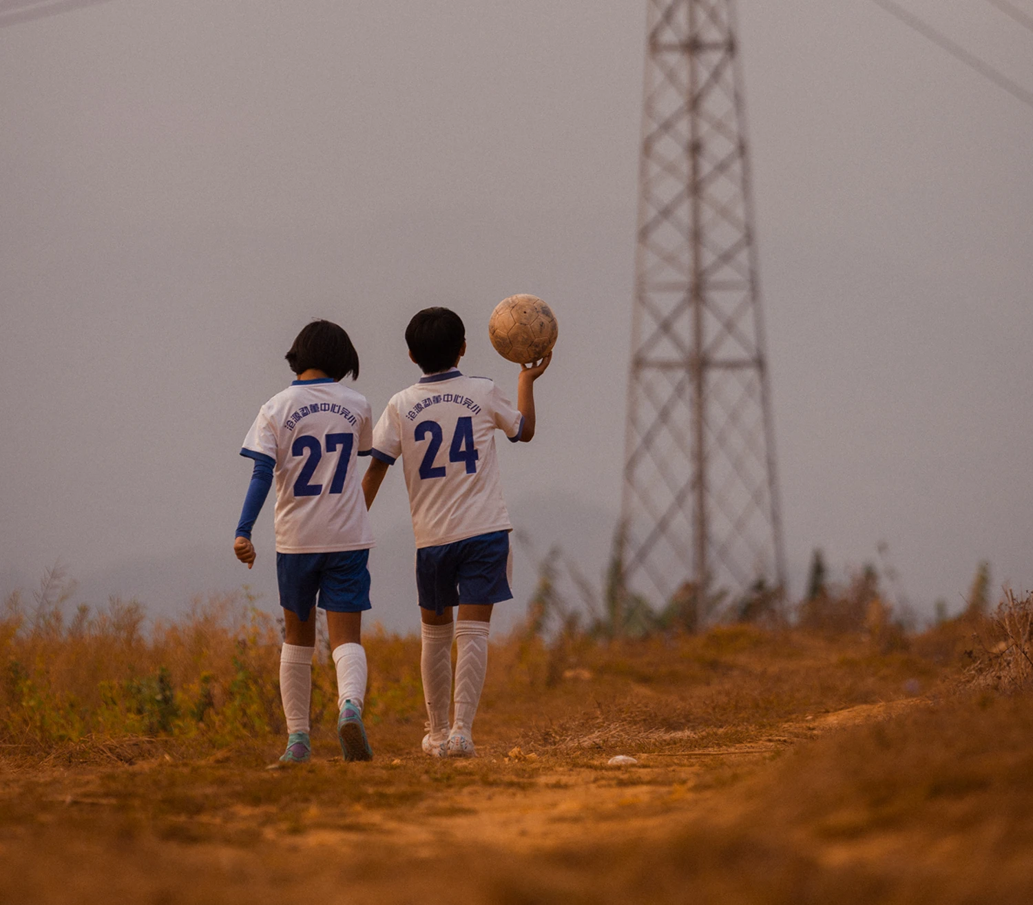Two teammates head home after practice.